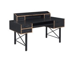 ACME Safea Computer Desk With 5 Storage Drawers, Particle Board Tabletop And Metal Frame, For Game Room, Small Space, Study Room - Black