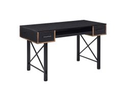 ACME Settea Computer Desk With 2 Storage Drawers, Particle Board Tabletop And Metal Frame, For Game Room, Small Space, Study Room - Black