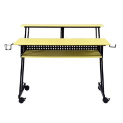 ACME Suitor Computer Desk With Keyboard Tray, Wooden Tabletop And Metal Frame, For Game Room, Small Space, Study Room - Yellow + Black -NEWTRAL Sales Shop ACME Suitor Computer Desk Yellow Black 92904 471516 3
