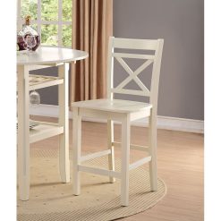 ACME Tartys Counter Height Dining Chair Set Of 2, With Backrest, And Wood Legs, For Restaurant, Cafe, Tavern, Office, Living Room - Cream