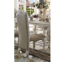 ACME Versailles Upholstered Dining Chair Set Of 2, With Button Tufted Backrest, And Wood Legs, For Restaurant, Cafe, Tavern, Office, Living Room - White