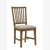 ACME Wallace Linen Upholstered Dining Chair Set Of 2, With Slatted Backrest, And Wood Legs, For Restaurant, Cafe, Tavern, Office, Living Room - Oak