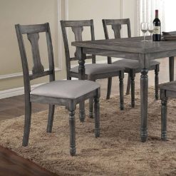 ACME Wallace Linen Upholstered Dining Chair Set Of 2, With High Backrest, And Wood Legs, For Restaurant, Cafe, Tavern, Office, Living Room - Gray