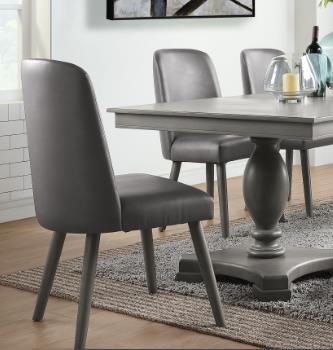 ACME Waylon PU Upholstered Dining Chair Set of 2, with Curved Backrest, and Wood Legs, for Restaurant, Cafe, Tavern, Office, Living Room - Gray ACME Waylon PU Upholstered Dining Chair Set Of 2, With Curved Backrest, And Wood Legs, For Restaurant, Cafe, Tavern, Office, Living Room - Gray -NEWTRAL Sales Shop ACME Waylon Side Chair Set 2 Gray PU Gray Oak 2Pc 1Ctn 72202 471191 0