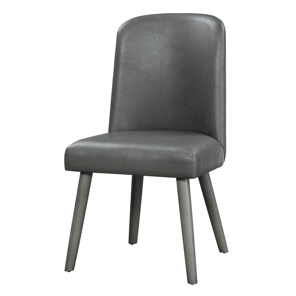 ACME Waylon PU Upholstered Dining Chair Set of 2, with Curved Backrest, and Wood Legs, for Restaurant, Cafe, Tavern, Office, Living Room - Gray ACME Waylon PU Upholstered Dining Chair Set Of 2, With Curved Backrest, And Wood Legs, For Restaurant, Cafe, Tavern, Office, Living Room - Gray -NEWTRAL Sales Shop ACME Waylon Side Chair Set 2 Gray PU Gray Oak 2Pc 1Ctn 72202 471191 1