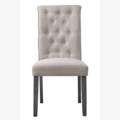 ACME Yabeina Linen Upholstered Dining Chair Set Of 2, With Botton Tufted Backrest, And Wood Legs, For Restaurant, Cafe, Tavern, Office, Living Room - Beige -NEWTRAL Sales Shop ACME Yabeina Side Chair Set 2 Beige Linen amp Gray Finish 73267 471168 3