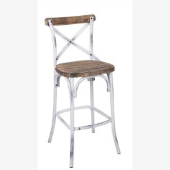 ACME Zaire Wooden Dining Chair With X-shaped Backrest, And Metal Legs, For Restaurant, Cafe, Tavern, Office, Living Room - White + Oak -NEWTRAL Sales Shop ACME Zaire Bar Chair 1Pc in Antique White Antique Oak 96642 471112 2