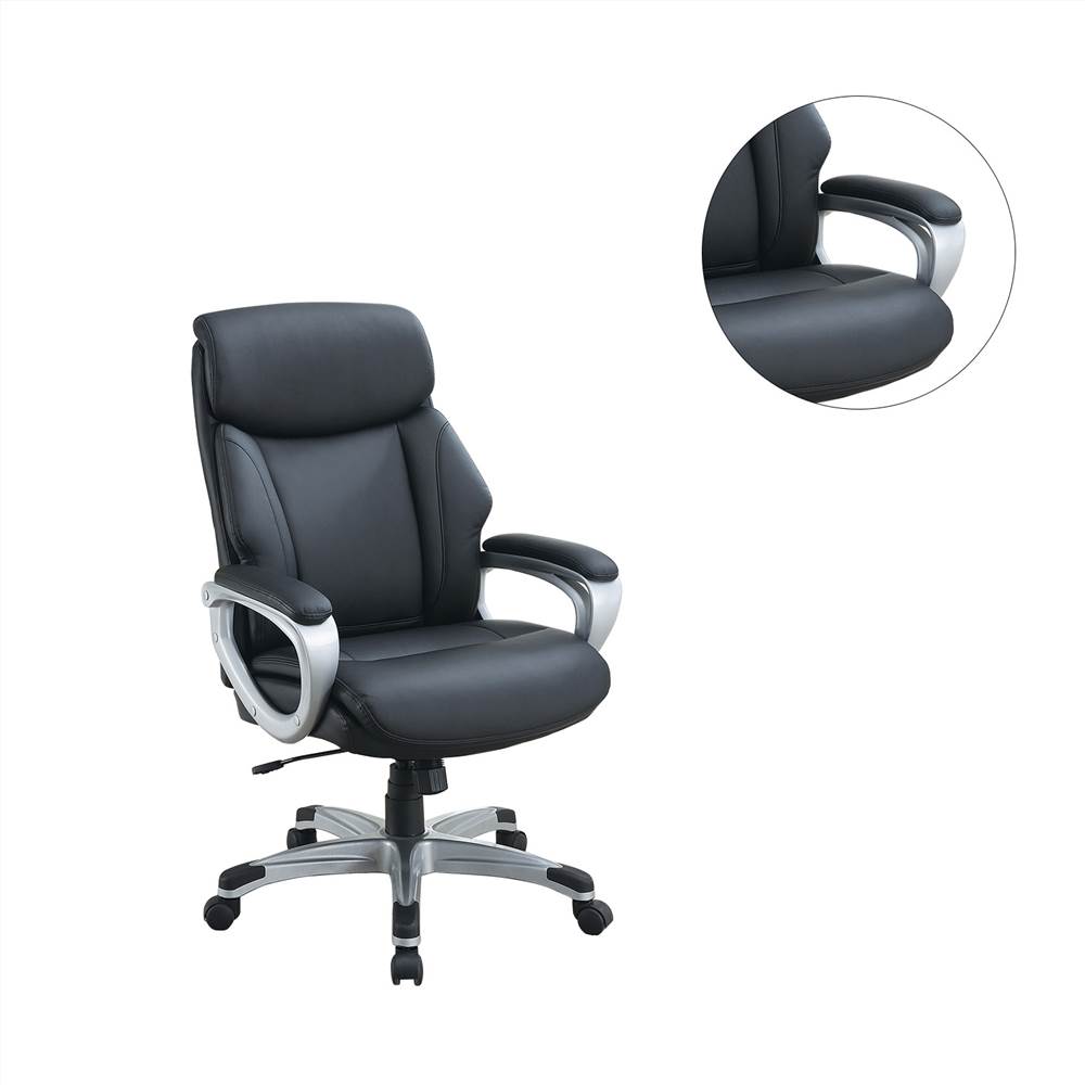 Modern Leisure PU Swivel Chair Height Adjustable with Ergonomic Backrest and Padded Armrests for Living Room, Bedroom, Dining Room, Office - Black Modern Leisure PU Swivel Chair Height Adjustable With Ergonomic Backrest And Padded Armrests For Living Room, Bedroom, Dining Room, Office - Black -NEWTRAL Sales Shop Adjustable Height Office Chair with Padded Armrests Black 469883 3