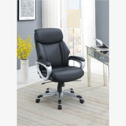 Modern Leisure PU Swivel Chair Height Adjustable With Ergonomic Backrest And Padded Armrests For Living Room, Bedroom, Dining Room, Office - Black