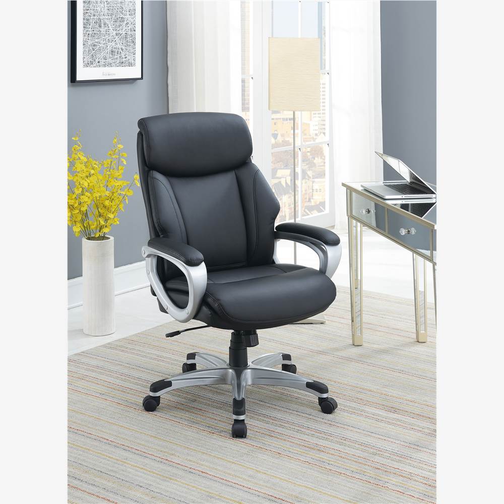 Modern Leisure PU Swivel Chair Height Adjustable with Ergonomic Backrest and Padded Armrests for Living Room, Bedroom, Dining Room, Office - Black Modern Leisure PU Swivel Chair Height Adjustable With Ergonomic Backrest And Padded Armrests For Living Room, Bedroom, Dining Room, Office - Black -NEWTRAL Sales Shop Adjustable Height Office Chair with Padded Armrests Black 469883 4