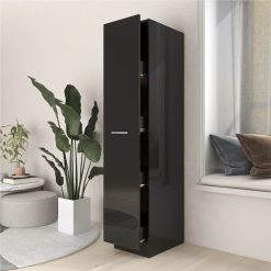 Apothecary Cabinet High Gloss Black 30x42.5x150 Cm Chipboard