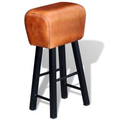 Bar Stool Real Leather Brown