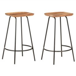 Bar Stools 2 Pcs Solid Acacia Wood