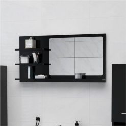Bathroom Mirror Black 90x10.5x45 Cm Chipboard