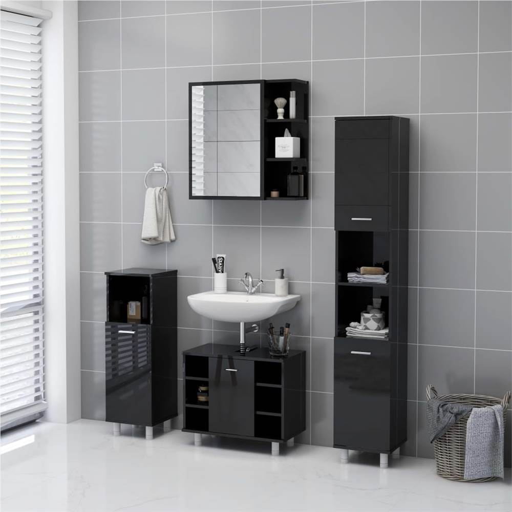 Bathroom Mirror Cabinet High Gloss Black 62.5x20.5x64 cm Chipboard Bathroom Mirror Cabinet High Gloss Black 62.5x20.5x64 Cm Chipboard -NEWTRAL Sales Shop Bathroom Mirror Cabinet High Gloss Black 62 5x20 5x64 cm Chipboard 457276 4