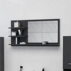 Bathroom Mirror Grey 90x10.5x45 Cm Chipboard