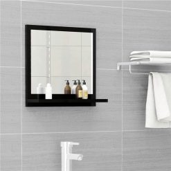 Bathroom Mirror High Gloss Black 40x10.5x37 Cm Chipboard