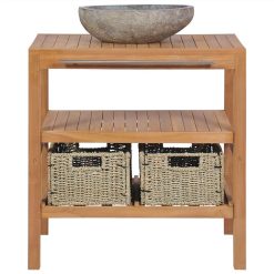 Bathroom Vanity Cabinet Solid Teak With Riverstone Sink -NEWTRAL Sales Shop Bathroom Vanity Cabinet Solid Teak with Riverstone Sink 451085 2