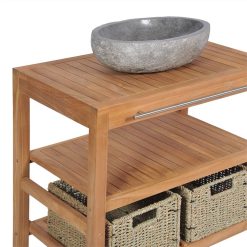 Bathroom Vanity Cabinet Solid Teak With Riverstone Sink -NEWTRAL Sales Shop Bathroom Vanity Cabinet Solid Teak with Riverstone Sink 451085 4