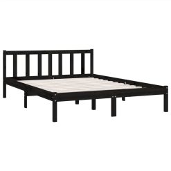 Bed Frame Black Solid Pinewood 135x190 Cm UK Double -NEWTRAL Sales Shop Bed Frame Black Solid Pinewood 135x190 cm UK Double 495722 2