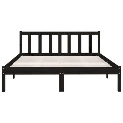 Bed Frame Black Solid Pinewood 135x190 Cm UK Double -NEWTRAL Sales Shop Bed Frame Black Solid Pinewood 135x190 cm UK Double 495722 3