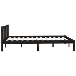 Bed Frame Black Solid Pinewood 135x190 Cm UK Double -NEWTRAL Sales Shop Bed Frame Black Solid Pinewood 135x190 cm UK Double 495722 4