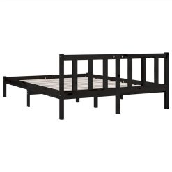 Bed Frame Black Solid Pinewood 135x190 Cm UK Double -NEWTRAL Sales Shop Bed Frame Black Solid Pinewood 135x190 cm UK Double 495722 5