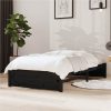 Bed Frame Black Solid Wood 100x200 Cm