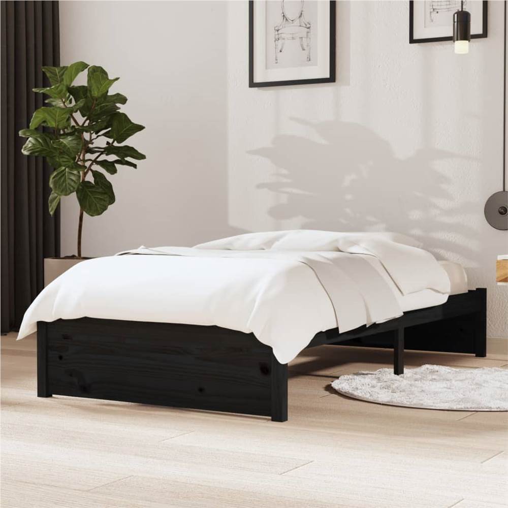 Bed Frame Black Solid Wood 100x200 cm Bed Frame Black Solid Wood 100x200 Cm -NEWTRAL Sales Shop Bed Frame Black Solid Wood 100x200 cm 516505 0