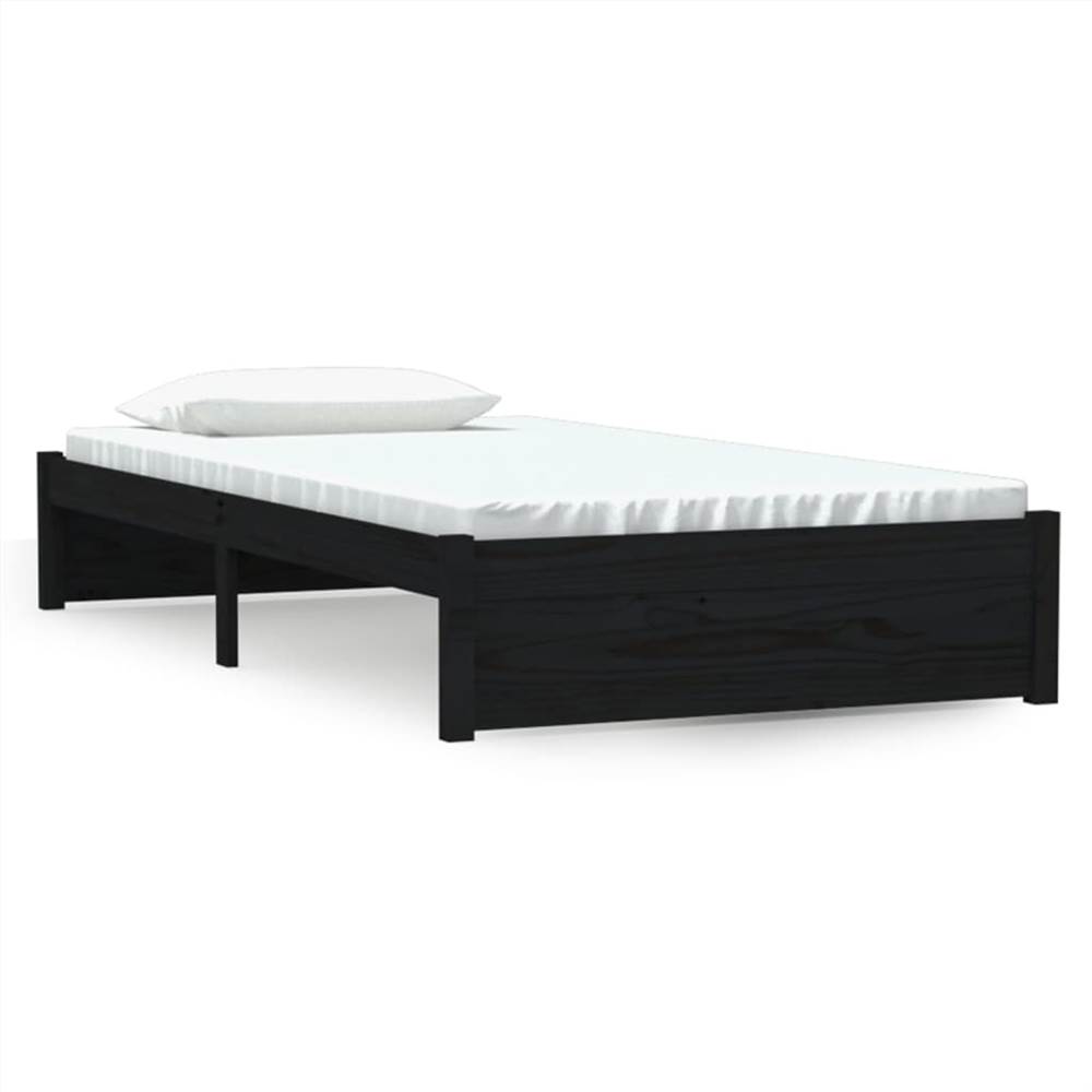 Bed Frame Black Solid Wood 100x200 cm Bed Frame Black Solid Wood 100x200 Cm -NEWTRAL Sales Shop Bed Frame Black Solid Wood 100x200 cm 516505 1