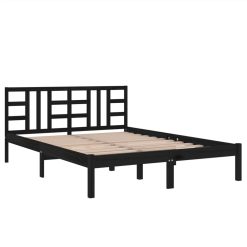 Bed Frame Black Solid Wood 120x190 Cm 4FT Small Double 3 Bed Frame Black Solid Wood 120x190 Cm 4FT Small Double -NEWTRAL Sales Shop Bed Frame Black Solid Wood 120x190 cm 4FT Small Double 514010 3