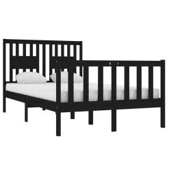 Bed Frame Black Solid Wood 120x190 Cm 4FT Small Double 2 Bed Frame Black Solid Wood 120x190 Cm 4FT Small Double -NEWTRAL Sales Shop Bed Frame Black Solid Wood 120x190 cm 4FT Small Double 514899 2