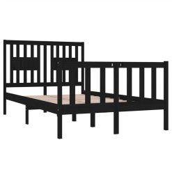 Bed Frame Black Solid Wood 120x190 Cm 4FT Small Double 3 Bed Frame Black Solid Wood 120x190 Cm 4FT Small Double -NEWTRAL Sales Shop Bed Frame Black Solid Wood 120x190 cm 4FT Small Double 514899 3