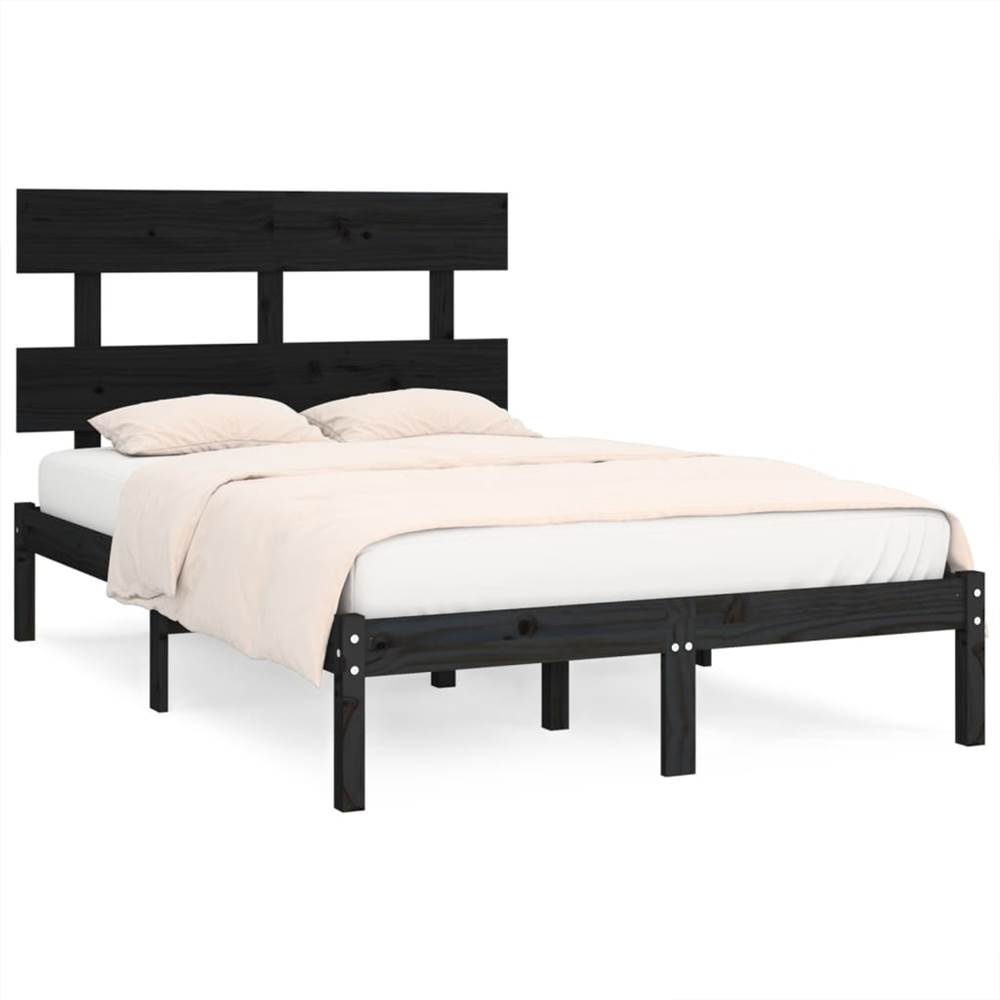 Bed Frame Black Solid Wood 120x190 cm 4FT Small Double Bed Frame Black Solid Wood 120x190 Cm 4FT Small Double -NEWTRAL Sales Shop Bed Frame Black Solid Wood 120x190 cm 4FT Small Double 515275 1