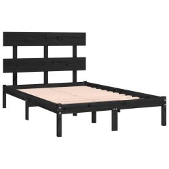 Bed Frame Black Solid Wood 120x190 Cm 4FT Small Double 3 Bed Frame Black Solid Wood 120x190 Cm 4FT Small Double -NEWTRAL Sales Shop Bed Frame Black Solid Wood 120x190 cm 4FT Small Double 515275 3