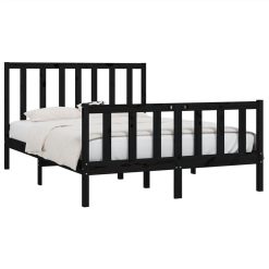 Bed Frame Black Solid Wood 120x190 Cm 4FT Small Double -NEWTRAL Sales Shop Bed Frame Black Solid Wood 120x190 cm 4FT Small Double 515390 2