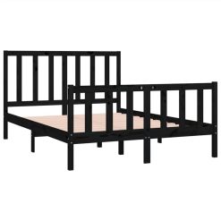 Bed Frame Black Solid Wood 120x190 Cm 4FT Small Double -NEWTRAL Sales Shop Bed Frame Black Solid Wood 120x190 cm 4FT Small Double 515390 3