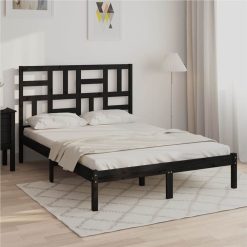 Bed Frame Black Solid Wood 120x200 Cm