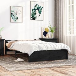Bed Frame Black Solid Wood 120x200 Cm