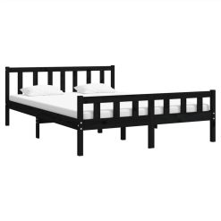 Bed Frame Black Solid Wood 120x200 Cm -NEWTRAL Sales Shop Bed Frame Black Solid Wood 120x200 cm 515615 2