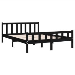 Bed Frame Black Solid Wood 120x200 Cm -NEWTRAL Sales Shop Bed Frame Black Solid Wood 120x200 cm 515615 3