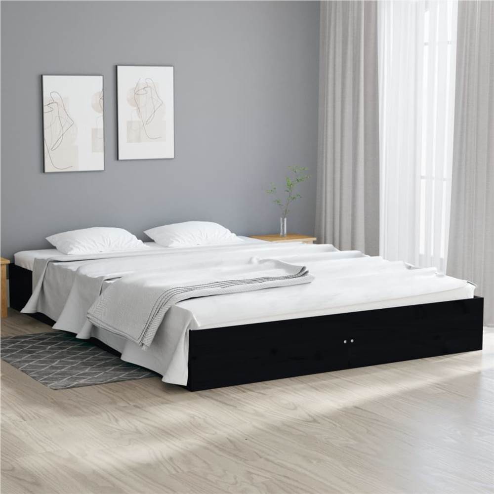 Bed Frame Black Solid Wood 120x200 cm Bed Frame Black Solid Wood 120x200 Cm -NEWTRAL Sales Shop Bed Frame Black Solid Wood 120x200 cm 515690 0