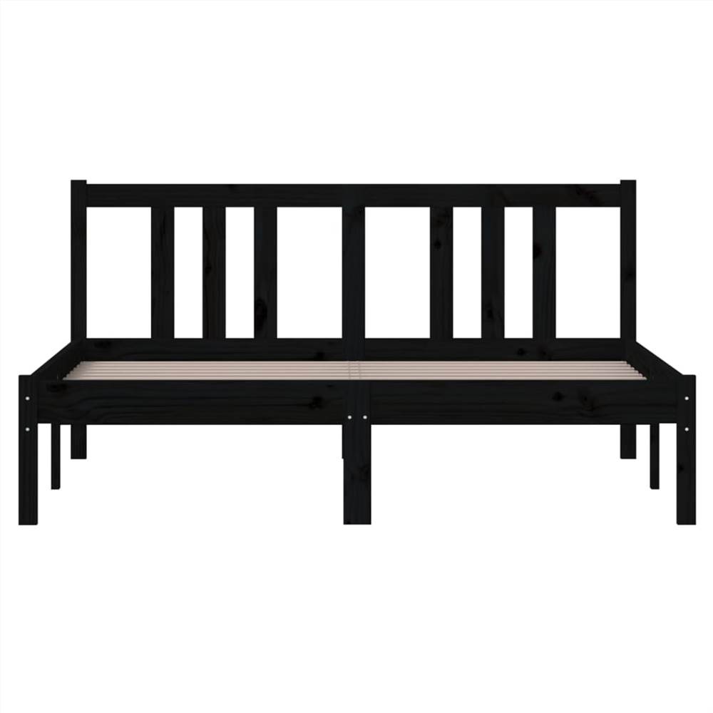 Bed Frame Black Solid Wood 135x190 cm 4FT6 Double Bed Frame Black Solid Wood 135x190 Cm 4FT6 Double -NEWTRAL Sales Shop Bed Frame Black Solid Wood 135x190 cm 4FT6 Double 509738 3