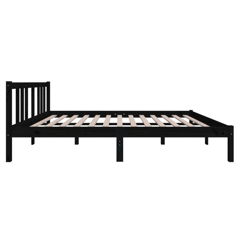 Bed Frame Black Solid Wood 135x190 cm 4FT6 Double Bed Frame Black Solid Wood 135x190 Cm 4FT6 Double -NEWTRAL Sales Shop Bed Frame Black Solid Wood 135x190 cm 4FT6 Double 509738 4