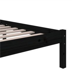 Bed Frame Black Solid Wood 135x190 Cm 4FT6 Double 5 Bed Frame Black Solid Wood 135x190 Cm 4FT6 Double -NEWTRAL Sales Shop Bed Frame Black Solid Wood 135x190 cm 4FT6 Double 509738 5