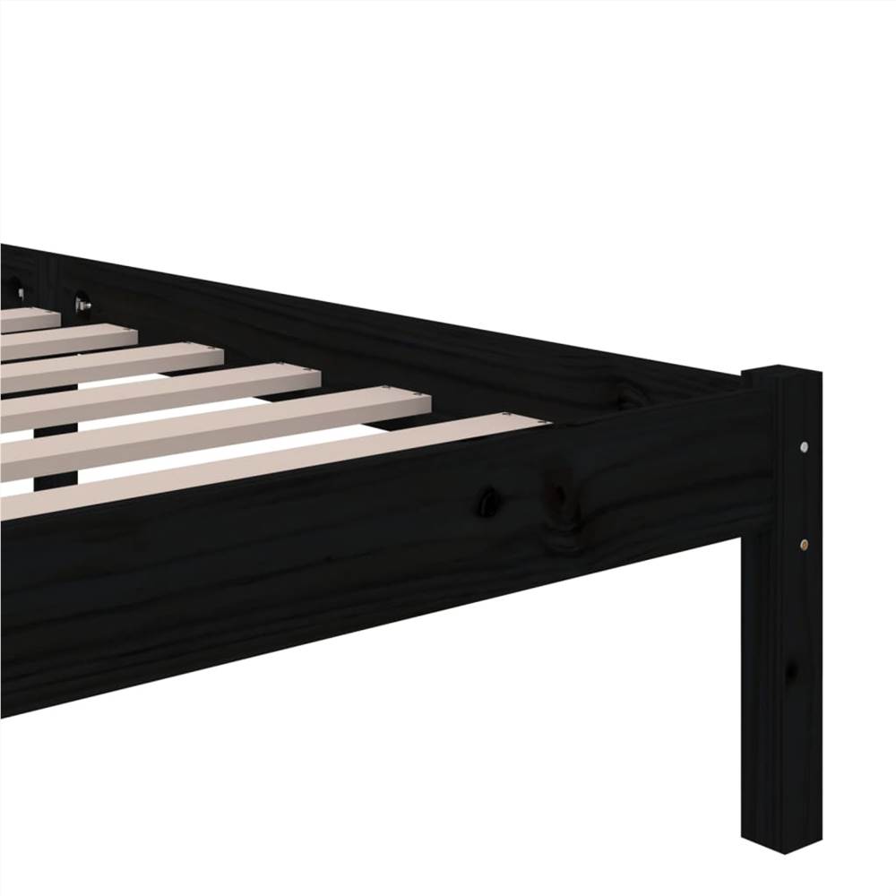 Bed Frame Black Solid Wood 135x190 cm 4FT6 Double Bed Frame Black Solid Wood 135x190 Cm 4FT6 Double -NEWTRAL Sales Shop Bed Frame Black Solid Wood 135x190 cm 4FT6 Double 509738 5