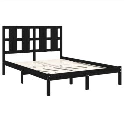 Bed Frame Black Solid Wood 135x190 Cm 4FT6 Double 3 Bed Frame Black Solid Wood 135x190 Cm 4FT6 Double -NEWTRAL Sales Shop Bed Frame Black Solid Wood 135x190 cm 4FT6 Double 514349 3