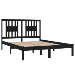 Bed Frame Black Solid Wood 135x190 Cm 4FT6 Double -NEWTRAL Sales Shop Bed Frame Black Solid Wood 135x190 cm 4FT6 Double 514634 3