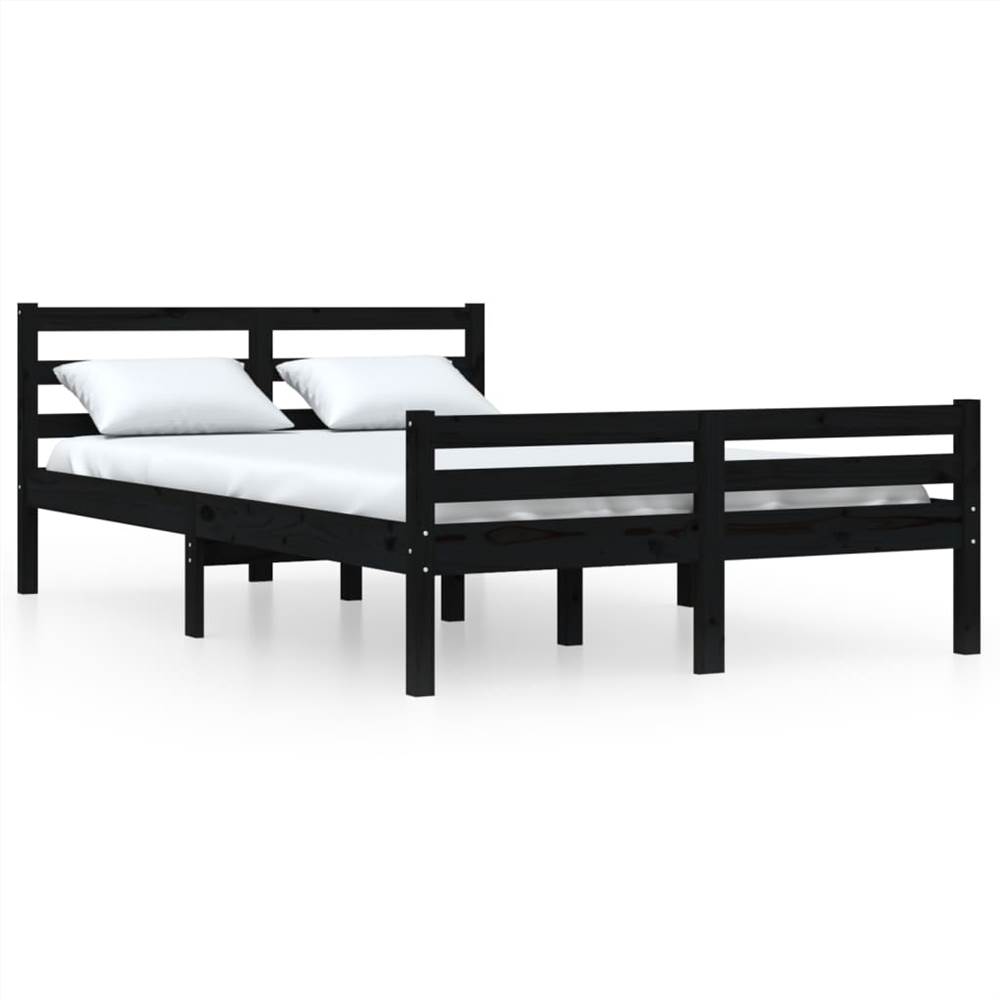 Bed Frame Black Solid Wood 140x190 cm Bed Frame Black Solid Wood 140x190 Cm -NEWTRAL Sales Shop Bed Frame Black Solid Wood 140x190 cm 509616 1