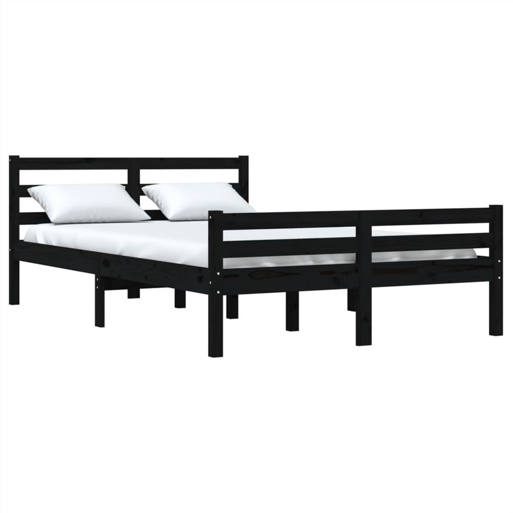 Bed Frame Black Solid Wood 140x190 cm Bed Frame Black Solid Wood 140x190 Cm -NEWTRAL Sales Shop Bed Frame Black Solid Wood 140x190 cm 509616 2